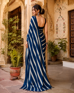 Load image into Gallery viewer, Pure Silk Ajrakh Print Saree With Unstitched Blouse(Blue)