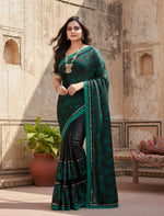 Load image into Gallery viewer, Women's Lycra Blend Saree with Blouse (Green, 5-6 Mtrs) Kashvii