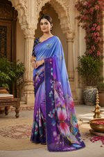Load image into Gallery viewer, Georgette Printed Saree With Unstitched Blouse(Lavender)