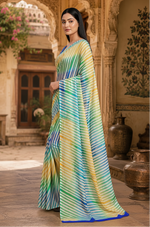Load image into Gallery viewer, Premium Satin Silk Printed Saree With Unstitched Blouse(Multicolor)