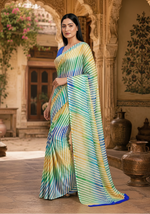 Load image into Gallery viewer, Premium Satin Silk Printed Saree With Unstitched Blouse(Multicolor)