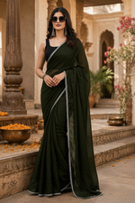 Load image into Gallery viewer, Star Georgette Ready To Wear Saree With Unstitched Blouse(Black)