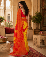 Load image into Gallery viewer, Satin Silk Printed Saree With Unstitched Blouse(Red)