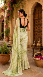Load image into Gallery viewer, Elegant Georgette Printed Ready To Wear Saree With Unstitched Blouse(Grey)