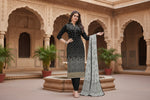 Load image into Gallery viewer, Cotton Unstitched Salwar-Suit Material With Dupatta (Black, 2-2.5mtrs) Kashvii