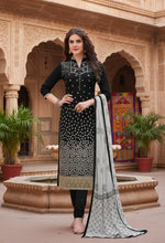 Load image into Gallery viewer, Cotton Unstitched Salwar-Suit Material With Dupatta (Black, 2-2.5mtrs) Kashvii