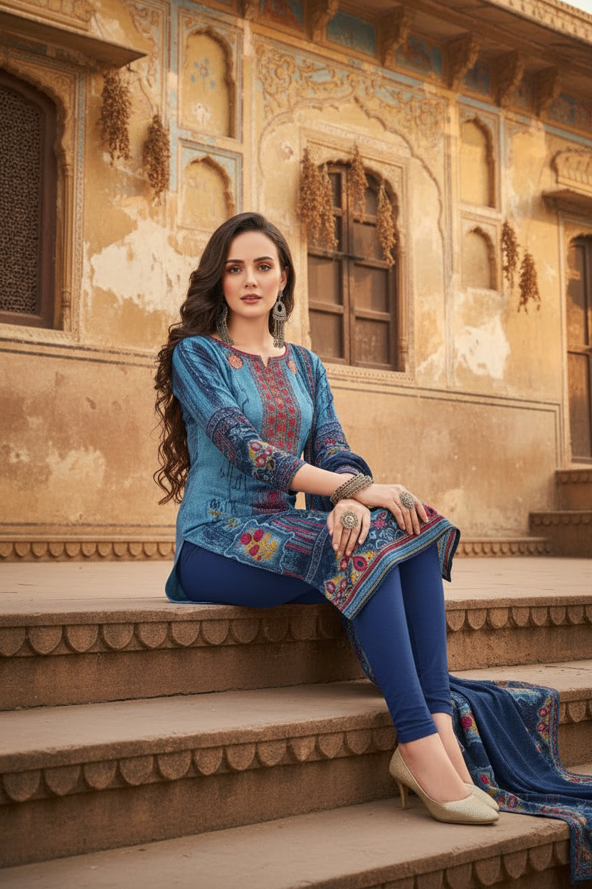 Women's cotton unstitched salwar suit material with dupatta (multi, 2 2
