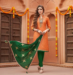 Load image into Gallery viewer, Women's Banarasi Jacquard Unstitched Salwar-Suit Material With Dupatta (Oranage, 2-2.5mtrs) Kashvii