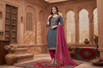 Load image into Gallery viewer, Women's Cotton Unstitched Salwar-Suit Material With Dupatta (Grey, 2-2.5mtrs) Kashvii