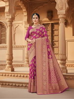 Load image into Gallery viewer, Women's Banarasi silk Saree with Blouse (Wine, 5-6mtr) Kashvii