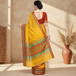 Load image into Gallery viewer, Women's Kota Doria Cotton Bordered Saree With Blouse (Yellow, 5-6 Mtrs) Kashvii
