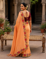 Load image into Gallery viewer, Star Georgette Heavy Work Saree With Unstitched Blouse(Orange)