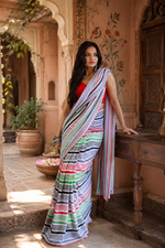Load image into Gallery viewer, Georgette Printed Ready To Wear Sarees With Unstitched Blouse(Mulled Wine)