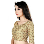 Load image into Gallery viewer, Women's Brocade, Inner-Cotton Full Stitched Padded Blouse (Chiku cofee) Kashvii