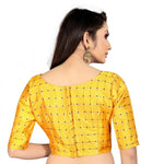 Load image into Gallery viewer, Women's Brocade, Inner-Cotton Full Stitched Padded Blouse (Yellow ) Kashvii