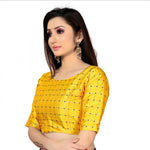 Load image into Gallery viewer, Women's Brocade, Inner-Cotton Full Stitched Padded Blouse (Yellow ) Kashvii