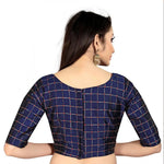 Load image into Gallery viewer, Women's Brocade, Inner-Cotton Full Stitched Padded Blouse (Navy Blue ) Kashvii