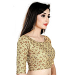 Load image into Gallery viewer, Women's Brocade, Inner-Cotton Full Stitched Padded Blouse (Chiku cofee) Kashvii