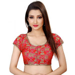 Load image into Gallery viewer, Women's Brocade, Inner-Cotton Full Stitched Padded Blouse (Red) Kashvii