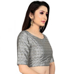 Load image into Gallery viewer, Women's Brocade, Inner-Cotton Full Stitched Padded Blouse (Light Gray ) Kashvii