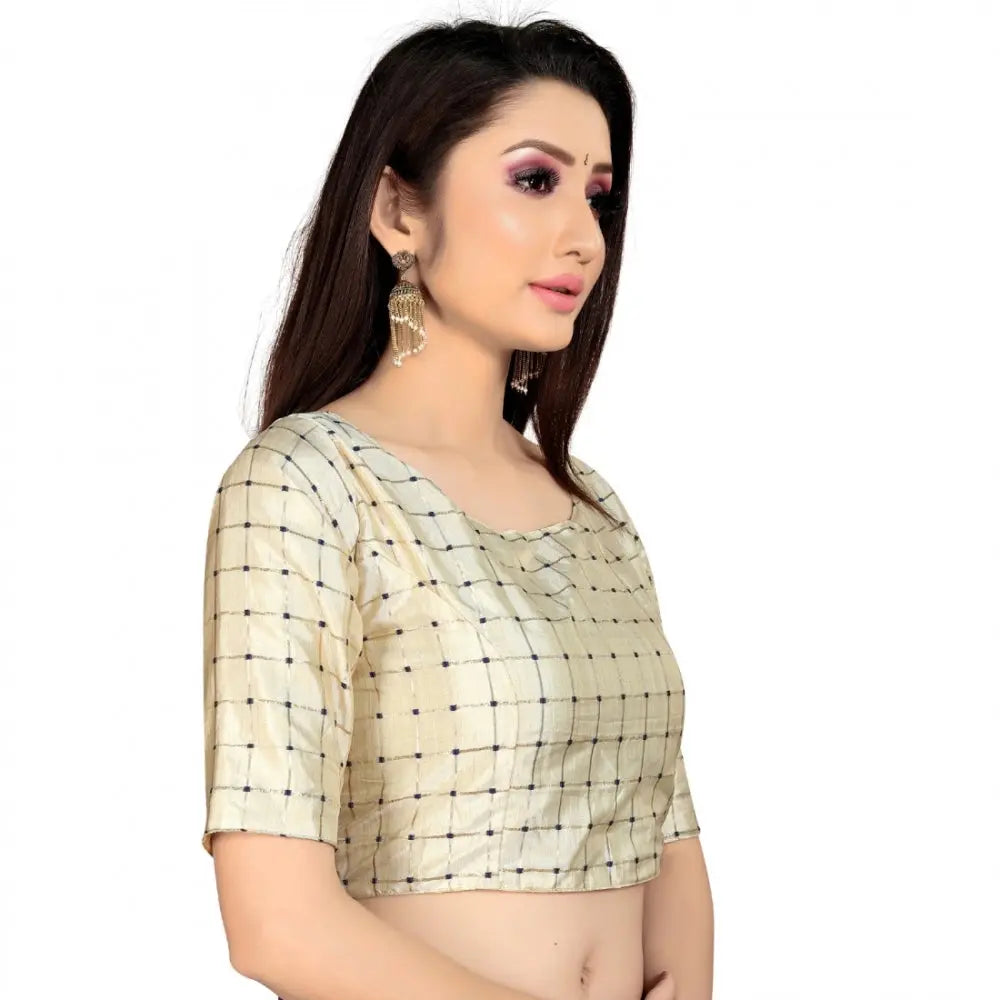 Women's brocade, inner cotton full stitched padded blouse (chiku ) kashvii