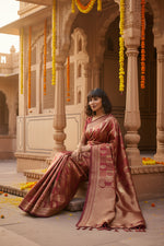 Load image into Gallery viewer, Women's Banarasi Silk Saree (Red, 5-6mtrs)