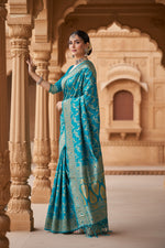 Load image into Gallery viewer, Women's Banarasi Silk Saree (Sky blue, 5-6mtrs) Kashvii