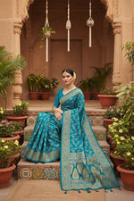 Load image into Gallery viewer, Women's Banarasi Silk Saree (Sky blue, 5-6mtrs) Kashvii