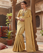 Load image into Gallery viewer, Women's Banarasi Silk Saree (Cream, 5-6mtrs)