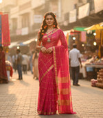 Load image into Gallery viewer, Women's Kota Doria Cotton Saree With Blouse (Rani,6-3 Mtrs)