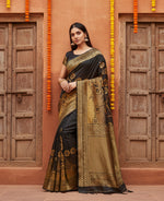 Load image into Gallery viewer, Women's Banarasi Silk Saree (Black,5-6 Mtrs) Kashvii