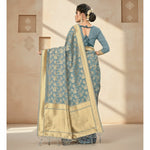 Load image into Gallery viewer, Women's Banarasi (Spun Cotton) Saree (Grey,5-6 Mtrs) Kashvii
