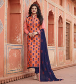 Load image into Gallery viewer, Women's Chanderi Unstitched Salwar Suit-Material With Dupatta (Orange,2.2 Mtrs) Kashvii