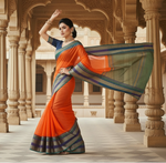 Load image into Gallery viewer, Women's Kota Doria Cotton Border Saree With Blouse (Fanta, 5-6 Mtrs) Kashvii