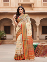 Load image into Gallery viewer, Women's Kota Doria Cotton Woven Butta Saree With Blouse (Cream, 5-6 Mtrs) Kashvii