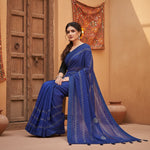 Load image into Gallery viewer, Women's Vichitra Silk HotFix Stone Work Saree With Blouse (Blue, 5-6 Mtrs) Kashvii