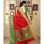 Load image into Gallery viewer, Women's Kota Doria Cotton Border Saree With Blouse (Red, 5-6 Mtrs) Kashvii