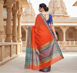 Load image into Gallery viewer, Women's Kota Doria Cotton Bordered Saree With Blouse (Fanta, 5-6 Mtrs) Kashvii