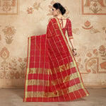 Load image into Gallery viewer, Women's Kota Doria Cotton Checked Saree With Blouse (Red, 5-6 Mtrs) Kashvii