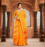 Load image into Gallery viewer, Women's Kota Doria Cotton Checked Saree With Blouse (Yellow, 5-6 Mtrs) Kashvii