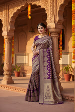 Load image into Gallery viewer, Women's Jacquard Silk Kanjivaram Jacquard Silk Saree With Blouse (Jamli, 5-6 Mtrs)