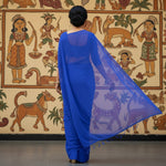 Load image into Gallery viewer, Women's Georgette Plain Saree With Blouse (Royal Blue, 5-6 Mtrs) Kashvii