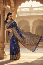 Load image into Gallery viewer, Women's Banarasi Silk Saree With Blouse (Navy Blue, 5-6Mtrs) Kashvii