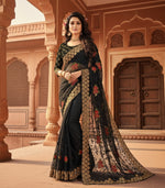 Load image into Gallery viewer, Women's Net Saree With Blouse (Black, 5-6Mtrs) Kashvii