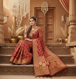 Load image into Gallery viewer, Women's Banarasi Silk Saree With Blouse (Maroon, 5-6Mtrs) Kashvii