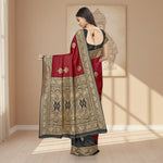 Load image into Gallery viewer, Women's Banarasi Silk Saree With Blouse (Black, Red, 5-6Mtrs) Kashvii