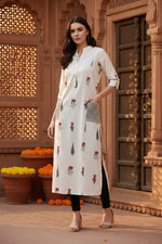 Load image into Gallery viewer, Women's Khadi Printed A Line Kurti (Off White, Khadi) Kashvii