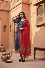 Load image into Gallery viewer, Women's Cotton Printed Long Kurti (Blue, Red, Cotton) Kashvii