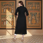 Load image into Gallery viewer, Women's Khadi Printed A Line Kurti (Black, Khadi) Kashvii