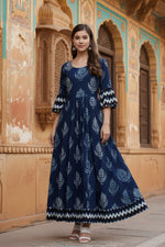 Load image into Gallery viewer, Women's Cotton Printed Regular Kurti (Blue) Kashvii